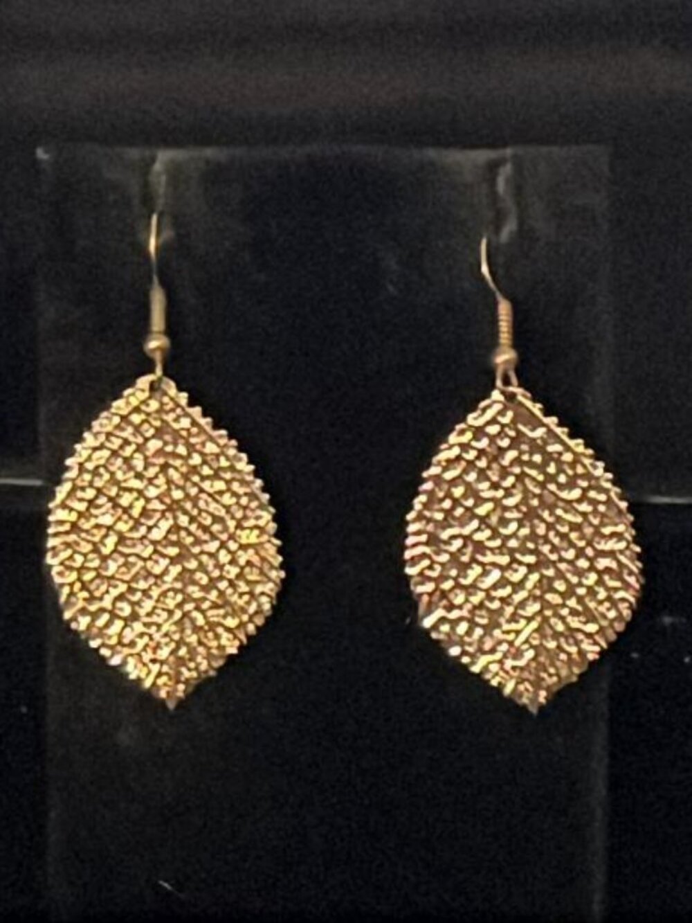 Gold Tone Leaf Earrings